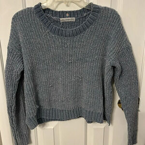 Zara Velour Women’s (m) Blue Cropped Soft Sweater